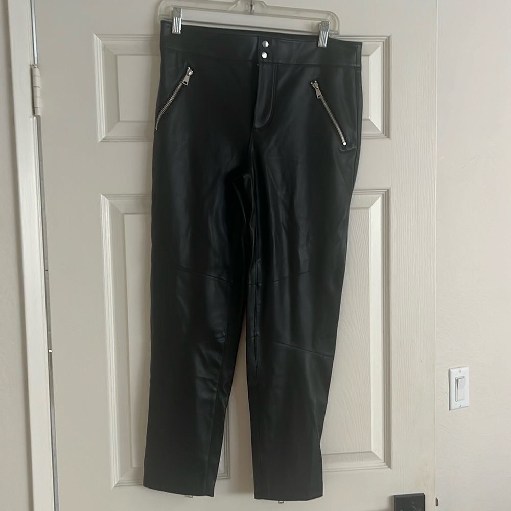 Zara pleather pants with zipper accents